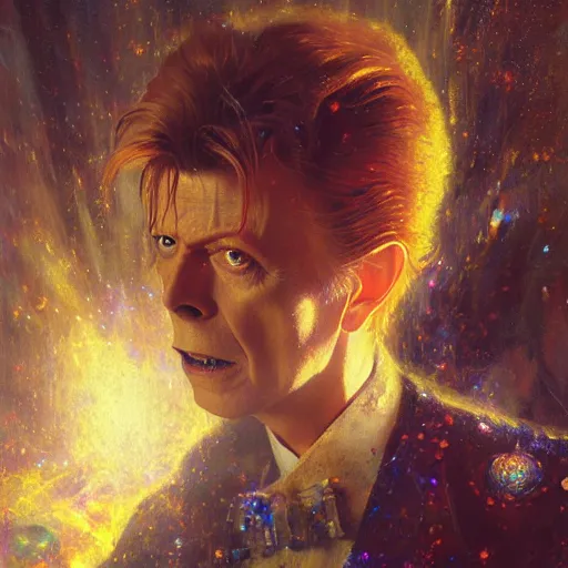 Image similar to david bowie as doctor who, radiant light, caustics, heroic, bright iridescent light, by gaston bussiere, bayard wu, greg rutkowski, maxim verehin