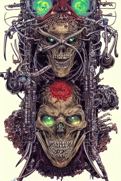 Image similar to portrait of crazy roborts skeletor, symmetrical, by yoichi hatakenaka, masamune shirow, josan gonzales and dan mumford, ayami kojima, takato yamamoto, barclay shaw, karol bak, yukito kishiro