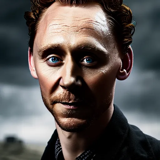 Image similar to portrait of a Tom hiddleston as a warlock ,Grim fantasy, D&D, HDR, natural light, shoulder level shot, dynamic pose, award winning photograph, Mucha style 4k,