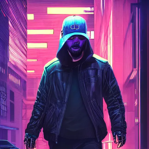 Image similar to portrait isometric drawing, DJ Tiesto as Aiden Pearce character from Watch Dogs game, cyberpunk, intricate, epic lighting, cinematic composition, hyper realistic, 8k resolution, unreal engine 5, by Artgerm, tooth wu, dan mumford, beeple, wlop, rossdraws, James Jean, Andrei Riabovitchev, Marc Simonetti, yoshitaka Amano, Artstation