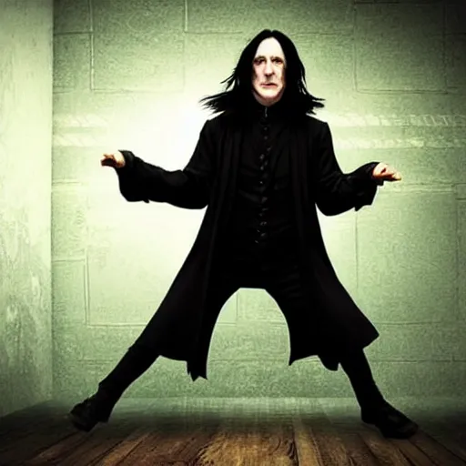 Prompt: Severus Snape dances in a bar, night city, realistic, full body, very detailed, super realistic