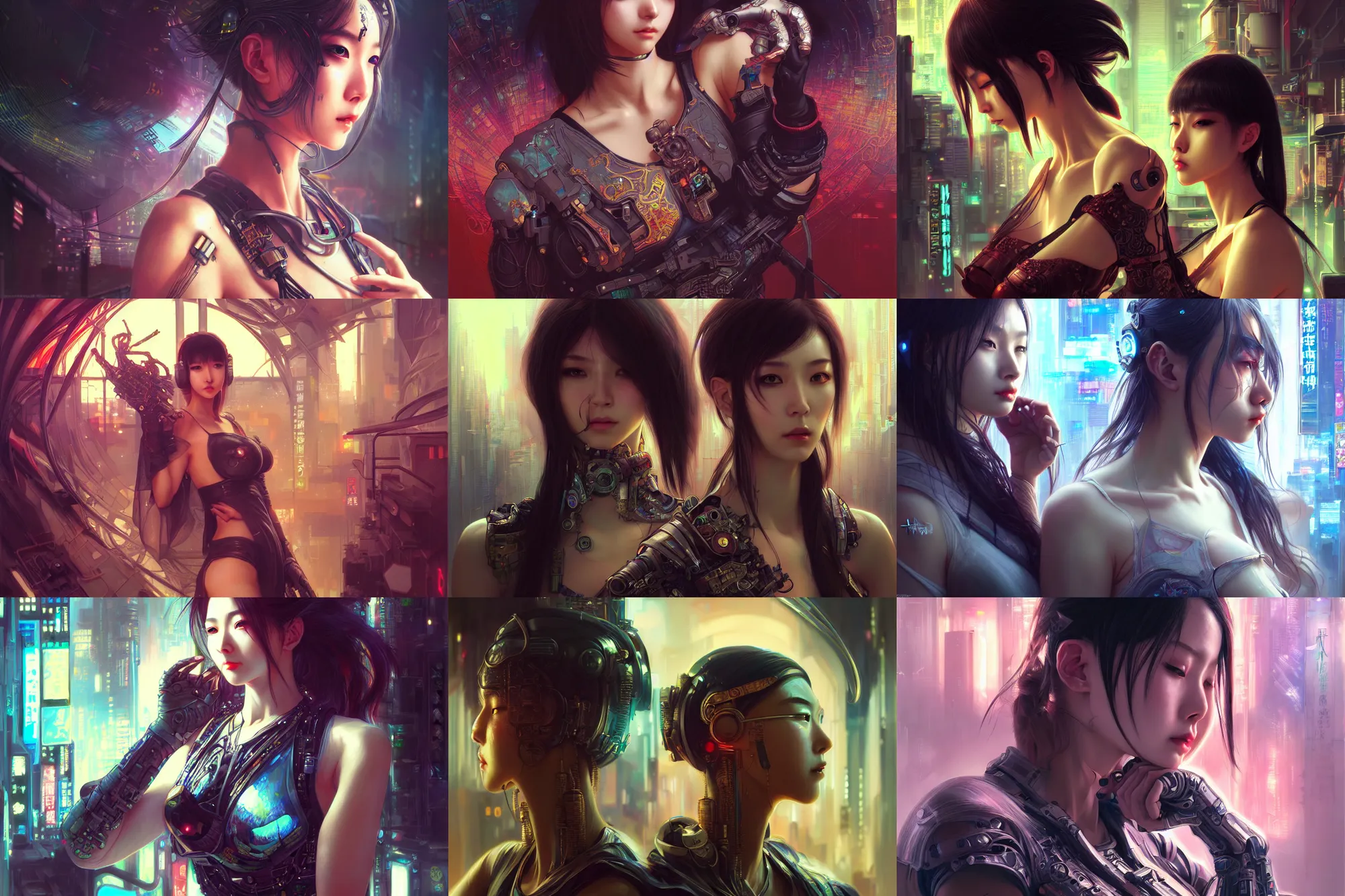 Prompt: ultra realistic beautiful cyberpunk kowloon techno art, beautiful alluring anime woman, sci - fi, fantasy, intricate, elegant, highly detailed, digital painting, artstation, concept art, smooth, sharp focus, illustration, art by artgerm and tian zi and alphonse mucha and xiaoguang sun
