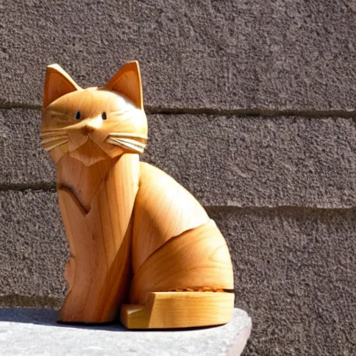 Image similar to wooden statue of a cat on bread