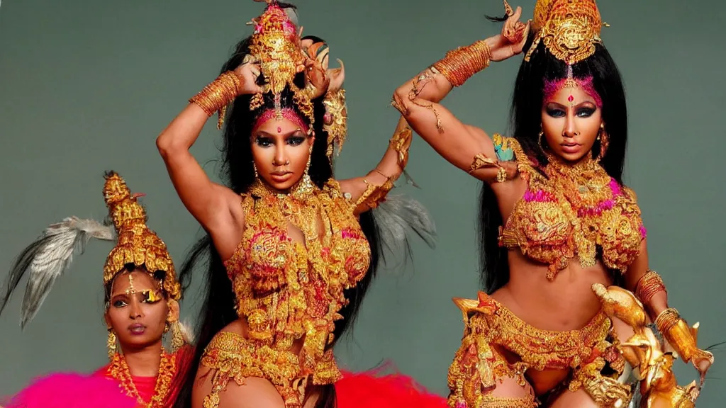 Prompt: nicki minaj dressed as a hindu goddess, stunning