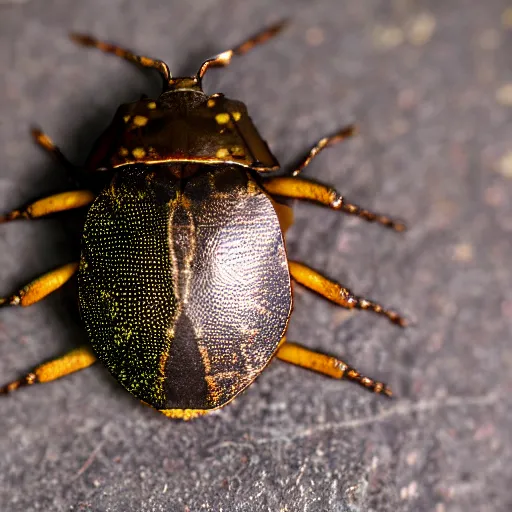 Image similar to a giant brown marmorated stink bug on a hotel bed, bug, beetle, hotel, bed, pentatomidae, halyomorpha halys, canon eos r 3, f / 1. 4, iso 2 0 0, 1 / 1 6 0 s, 8 k, raw, unedited, symmetrical balance, wide angle