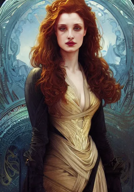 Prompt: sansa angeline jolie gessica chastain pandemic, intricate, elegant, highly detailed, digital painting, artstation, concept art, smooth, sharp focus, illustration, art by artgerm and greg rutkowski and alphonse mucha and william - adolphe bouguereau