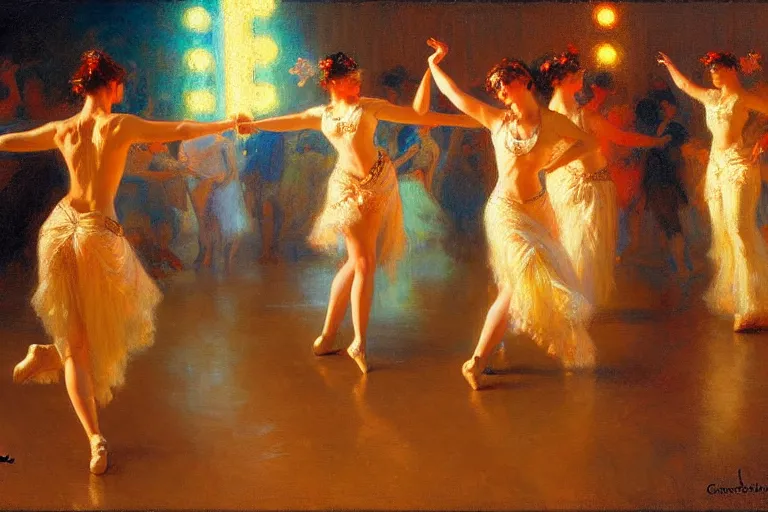 Prompt: dance festival, summer, neon light, painting by gaston bussiere, craig mullins, j. c. leyendecker