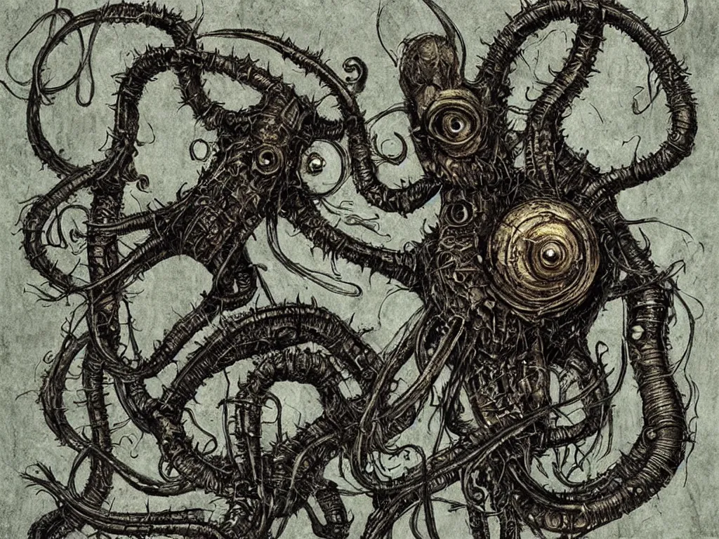 Prompt: “eldritch horror minion by H.R. Giger”