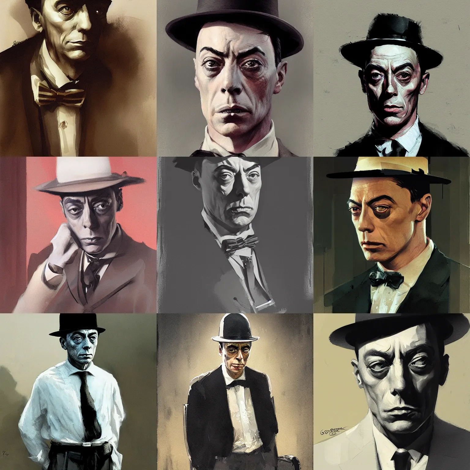 Prompt: buster keaton by greg rutkowski