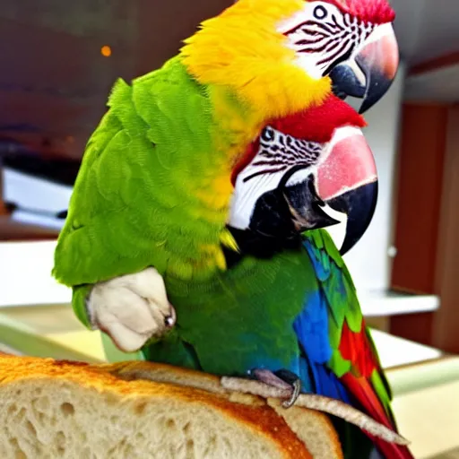 Prompt: parrot ham sandwich