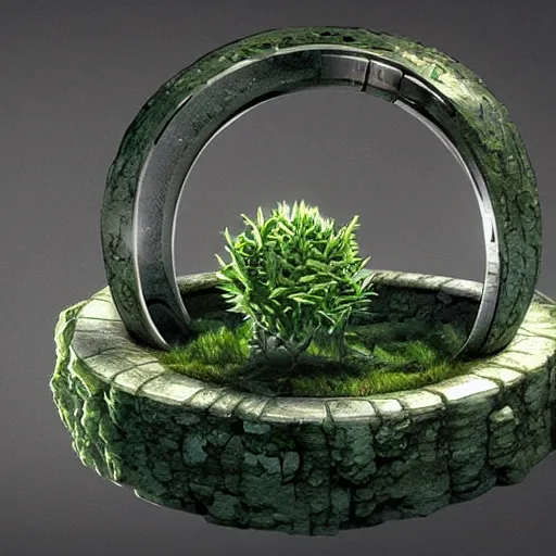 Prompt: a futuristic planetary ring, with vegetation, highly detailed, smooth, sharp, award winning art by greg rutkowski