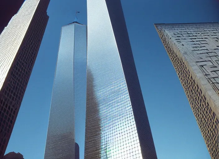 Image similar to portrait the twin towers new york city, canon eos c 3 0 0, ƒ 1. 8, 3 5 mm, 8 k, medium - format print,