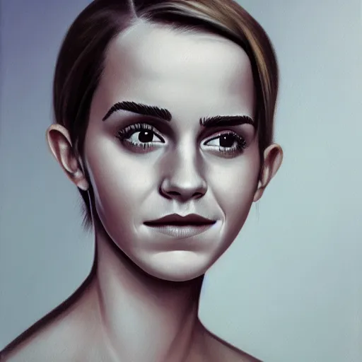 Prompt: modern stylized oil painting caricature of emma watson with ugly nose, cinematic dramatic lighting