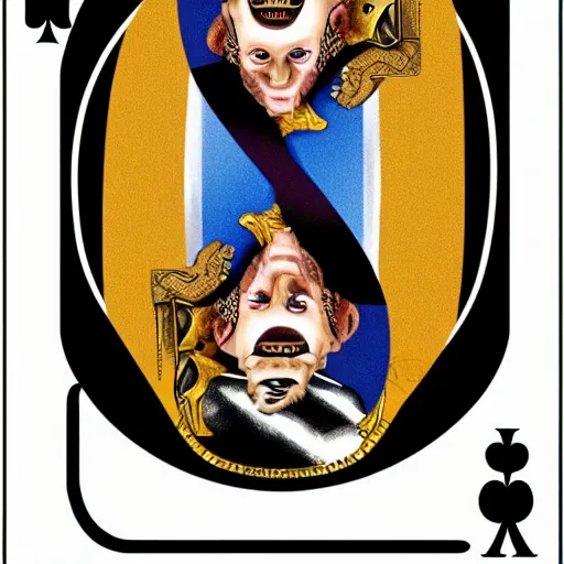 Prompt: max branning as the king on the king of spades playing card, beautiful detail and color