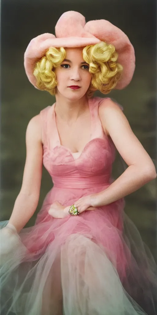 Prompt: Princess Peach, 35mm, f2.8, age, award-winning, candid portrait photo by annie leibovitz