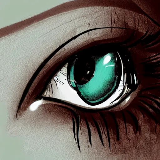 Image similar to illustration of a girls eyes with tears in them, highly detailed, realistic