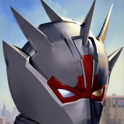 Image similar to greg manchess portrait painting of armored spiderman ultraman grey fox from metal gear cyborg gay japanese - american hybrid as overwatch character, medium shot, asymmetrical, profile picture, organic painting, sunny day, matte painting, bold shapes, hard edges, street art, trending on artstation, by huang guangjian and ail elvgren and sachin teng