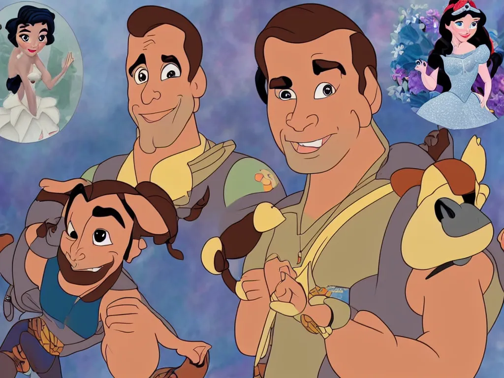 Prompt: Joe Rogan as a Disney princess in the style of Disney animation