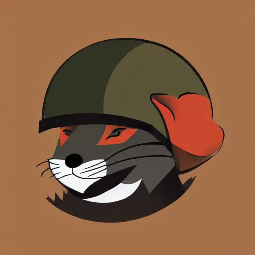 Image similar to a fox wearing a military helmet, portrait, beautiful, leaves on head, different camo styles, neutral background, digital art, realistic and stylized, retro look