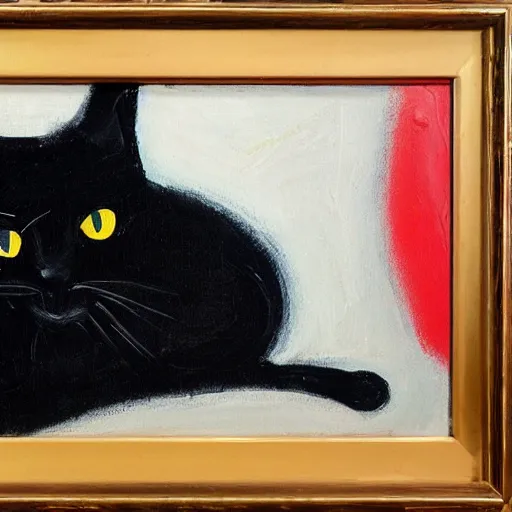 Image similar to abstract expressionism oil painting of a black cat