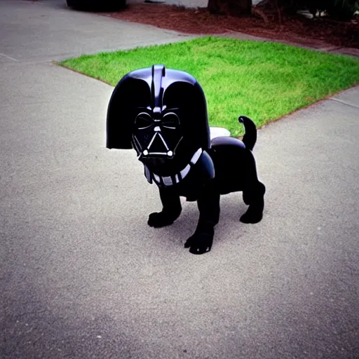 Prompt: puppy inspired by darth vader