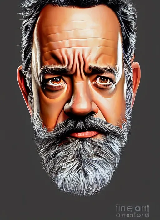 Prompt: digital painting of bearded tom hanks from forest gump by filipe pagliuso and justin gerard, symmetric, fantasy, highly, detailed, serious, realistic, intricate