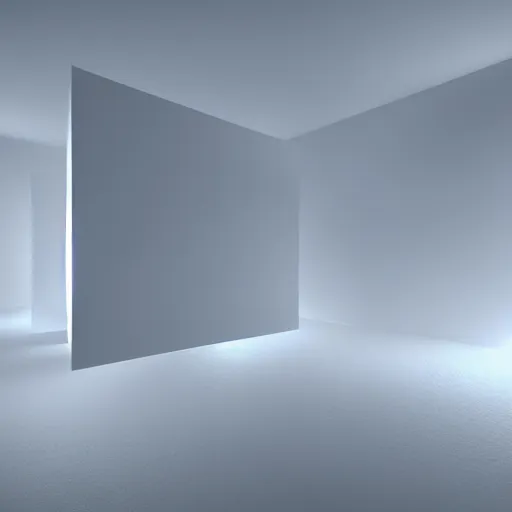 Prompt: inside of blank dark with no light endless cube with white contours. Realistic Concept Art photography