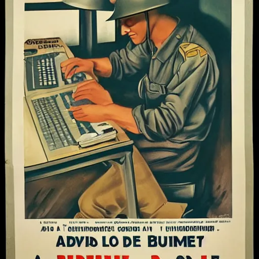 Image similar to a man sleeping at a computer is stung by a bumblebee, ww 2 allied propaganda poster, no text, highly detailed