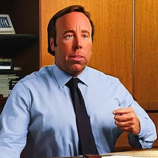 Image similar to “ very photorealistic photo of alex jones in saul goodman ’ s office, award - winning details ”