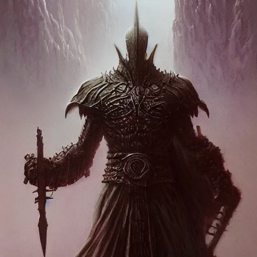 Prompt: warrior concept, beksinski, age of sigma art, ruan jia, dark soul armor concept, trending on artstation, wayne barlowe, adrian smith fantasy art, elden ring art, the hobbit art, lord of the ring art, infinity blade armor