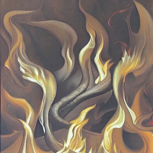 Image similar to oil painting of Flames by Szukalski