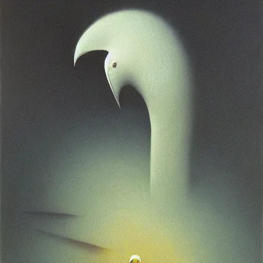 Image similar to bird by Zdzisław Beksiński, oil on canvas