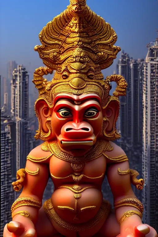 Prompt: high quality 3 d baroque biomorphic hanuman! buildings in mumbai!!, highly detailed, cinematic smooth, berenice abbott & john j. park, dramatic morning light, very wide shot, high angle, uhd 8 k, sharp focus