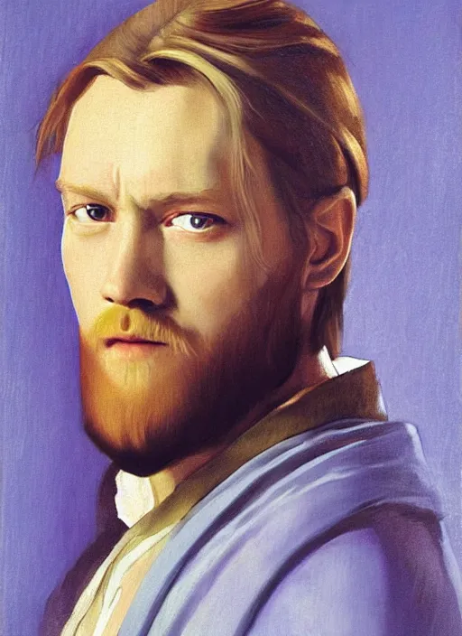 Image similar to Beautiful half body portrait of Obi-Wan Kenobi, artwork by Vermeer