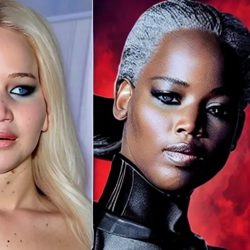 Prompt: Promo picture of Jennifer Lawrence as Storm in X-men remake (2029)