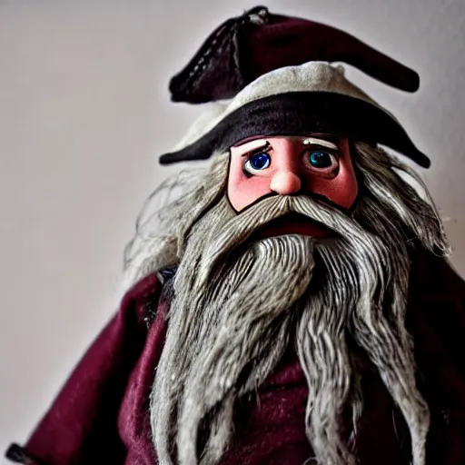 Image similar to a scraggly pirate gnome worn after days of travel on a pirate ship, white beard, realistic