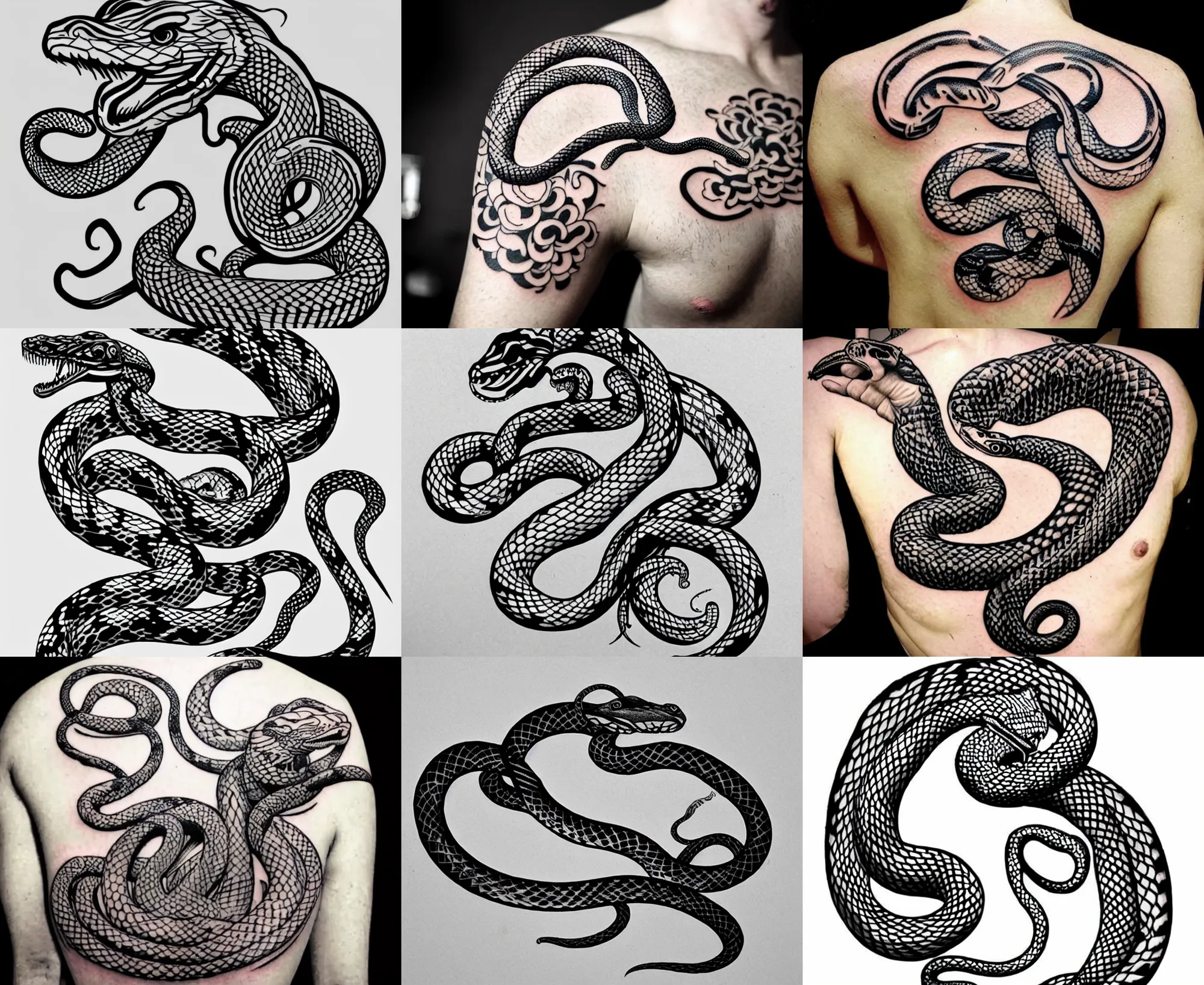 Decorative Silhouette of Snake Tattoo Design Stock Vector  Illustration  of decorative decoration 176563100