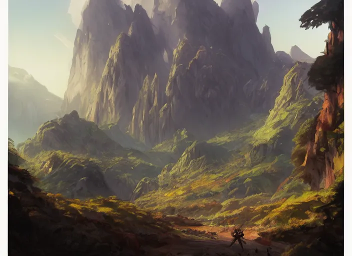 Prompt: beleriand, landscape, fine art, valley, river in style of greg rutkowski, jesper ejsing, makoto shinkai, trending on artstation, fantasy, great composition, concept art, highly detailed, scenery, 8 k, behance.