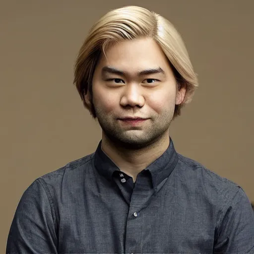 Prompt: white hikaru nakamura with blonde hair, realistic