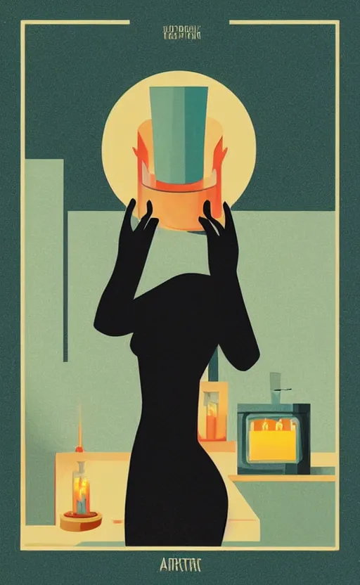 Prompt: illustration with a set of beautiful scented candles with bathroom interior on the background, an art deco painting by tom whalen, trending on behance, art deco, digital illustration, storybook illustration, grainy texture, flat shading, vector art, airbrush, pastel, watercolor, poster