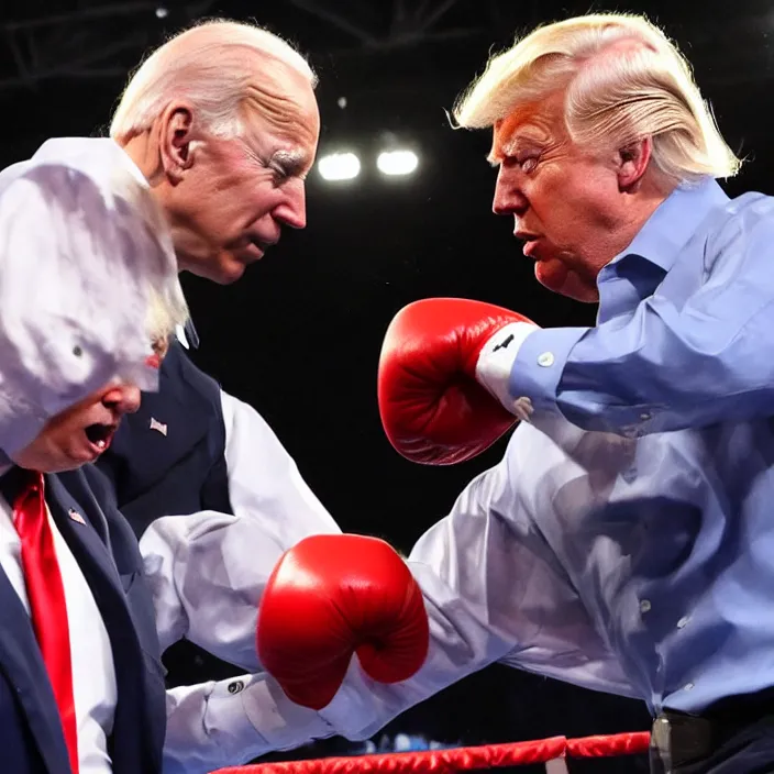 Image similar to joe biden and donald trump boxing match