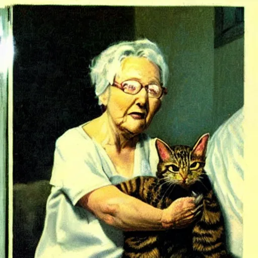 Prompt: i know an old woman who swallowed a cat,