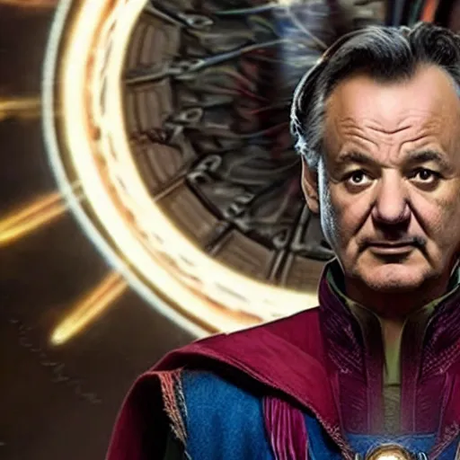 Prompt: film still of Bill Murray as Doctor Strange in the Multiverse of Madness