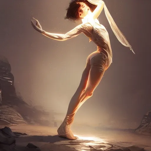 Prompt: a girl made of stone performing dance, intricate, elegant, glowing lights, highly detailed, digital painting, artstation, concept art, sharp focus, illustration, art by wlop, mars ravelo and greg rutkowski