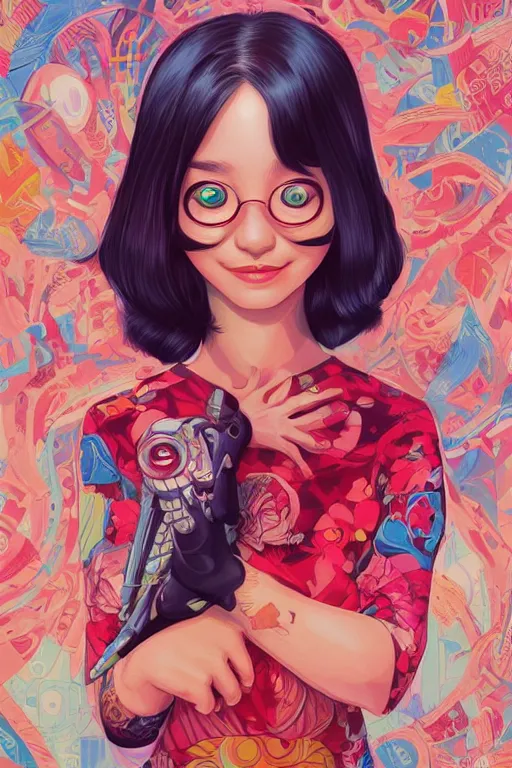 Image similar to a cutegirl smiling, Tristan Eaton, victo ngai, artgerm, RHADS, ross draws