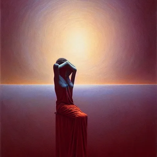 Prompt: a silent prayer like dreamers do. by jeffrey smith, zdzisław beksinski oil on canvas