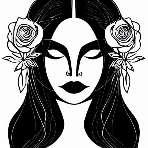 Prompt: Elegant women's faces in one line art style with flowers.Continuous line art in minimalistic style for prints, tattoos, posters, textile, cards etc. Beautiful female fashion face Vector