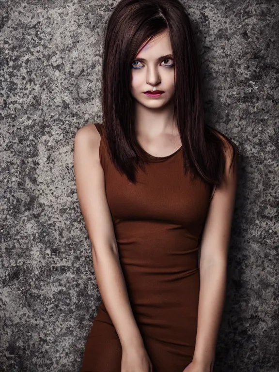 Prompt: hyperdetailed photo of a beautiful ukrainian girl with brown eyes and dark bob hairstyle, winds of winter, in a tight dress, cinematic lighting, studio quality