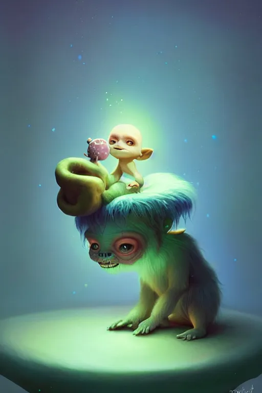 Prompt: a surreal Bioluminescent, very very very cute troll in a happy world by Daniel Merriam, Trending on Artstation, oil on Canvas by Elena Zhurikhina and Goro Fujita and Charlie Bowater, octane render, 4k, 8k, HD