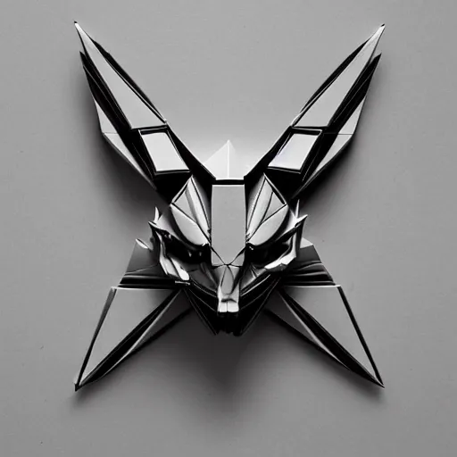 Prompt: High detail Origami Terminator, folded sheet metal, high quality, precision origami folds
